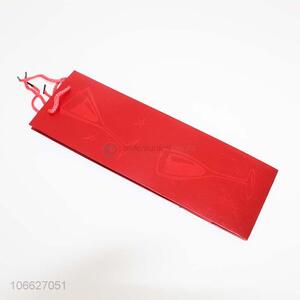 Premium quality foldable custom logo paper red wine bag