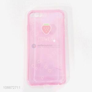 Best Price Pink Strawberry Pattern PVC Mobile Phone Shell