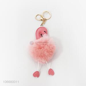 Fashion Style Flamingo Pompon Key Ring