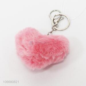 Fashion Heart Shape Pompon Key Ring Pendant