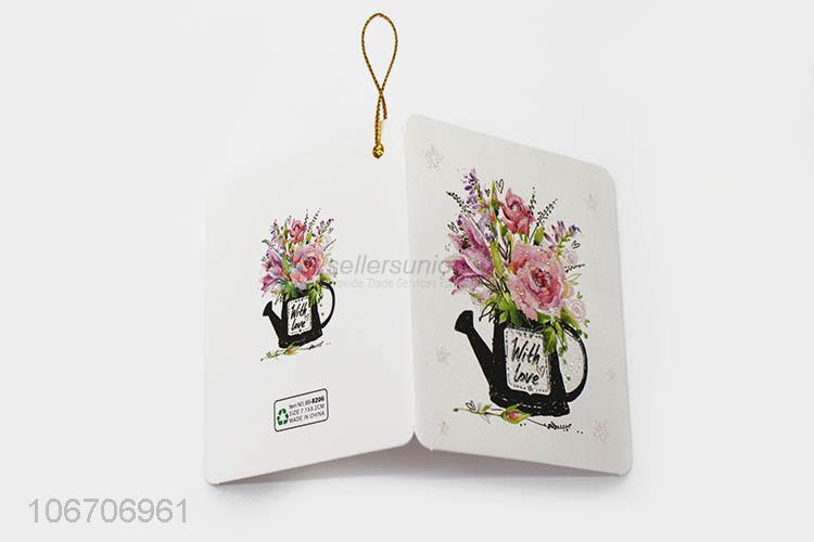 Premium quality rectangle flower printed paper greeting card