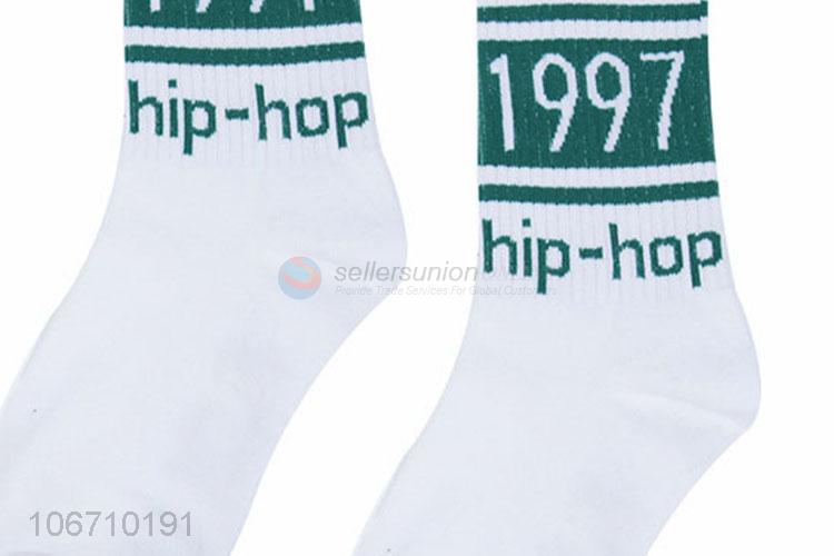 New Design Breathable Mid-Calf Length Sock Men White Socks