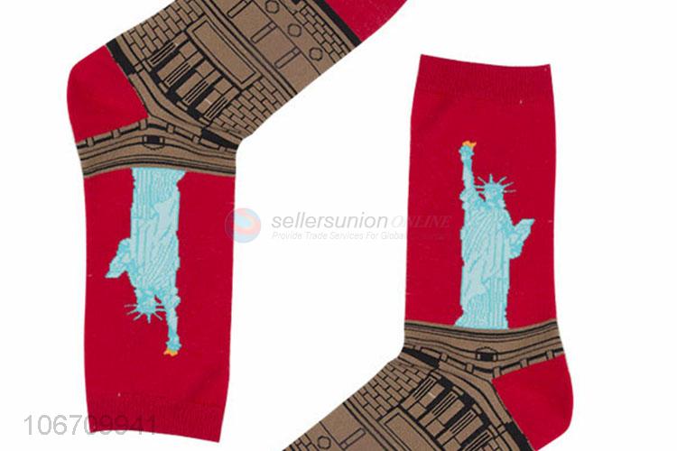 Unique Design Men Mid-Calf Length Sock Breathable Cotton Sock