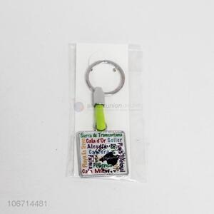 Custom square shaped zinc alloy souvenir key chain/key ring