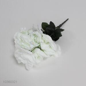 Factory price 9 heads white rose plastic artificial flowers