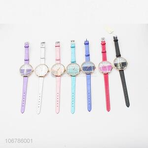 Simple Style Ladies Wrist Watches With Colorful PU Watchband