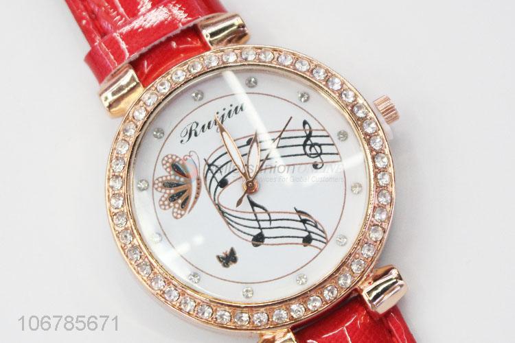 Best Quality Diamond Watch With PU Watchband For Women