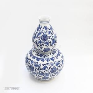 Chinese Style Gourd Shape Blue And White Porcelain Vase