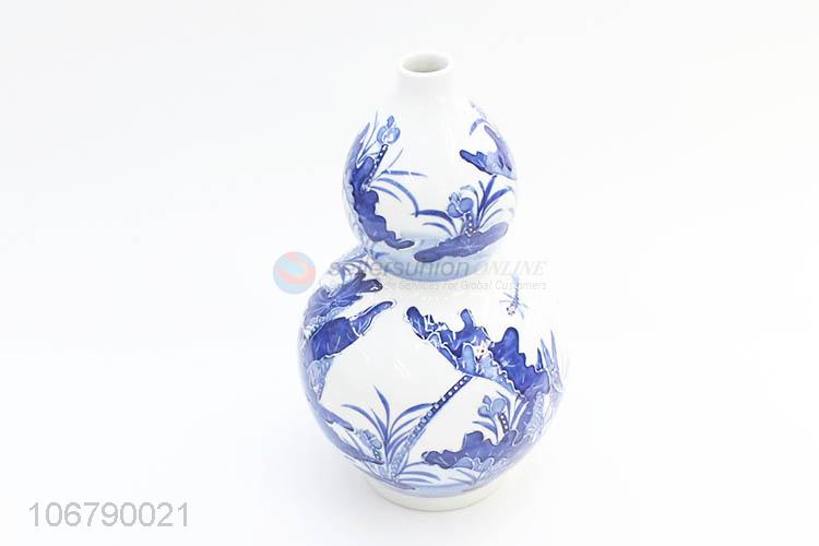 High Quality Knife Carved Gourd Shape Ceramic Vase