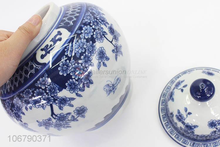 Best Sale Blue And White Porcelain Jar Multipurpose Ceramic Pot