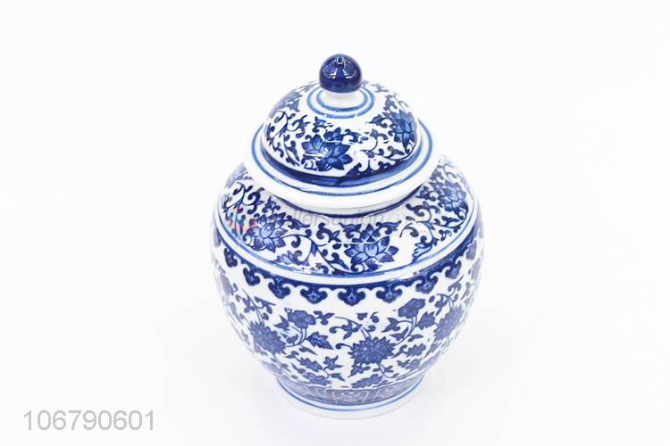 Custom Home Decoration Blue And White Porcelain Storage Jar