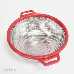 Hot sale mesh colander plastic handle stainless steel pasta colander