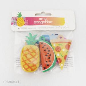 Factory wholesale 6pcs flat fruit pvc foam keyring pendants