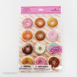 New design 24pcs pvc puffy donut stickers for decoration