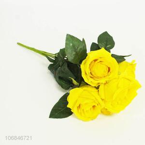 Competitive price decorative yellow 5 heads simulation rose