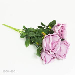 Latest design decorative light purple 5 heads simulation rose