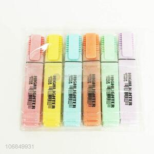 Wholesale price school supplies 6pcs plastic highlighter