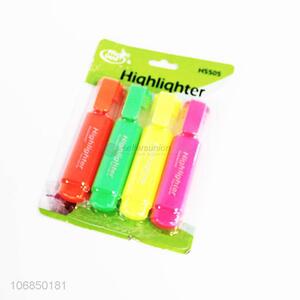 Low price stationery 4pcs plastic highlighter