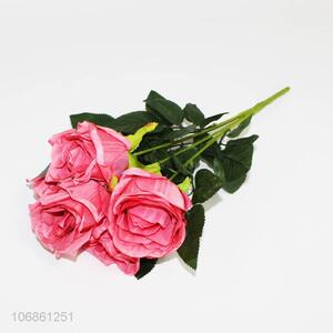 Best selling 5 heads simulation rose plastic rose