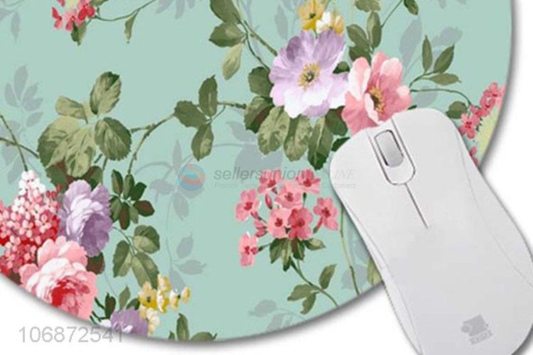 Personalized Round Printed Flowers Pattern Non-Slip Comfortable Mouse Pad