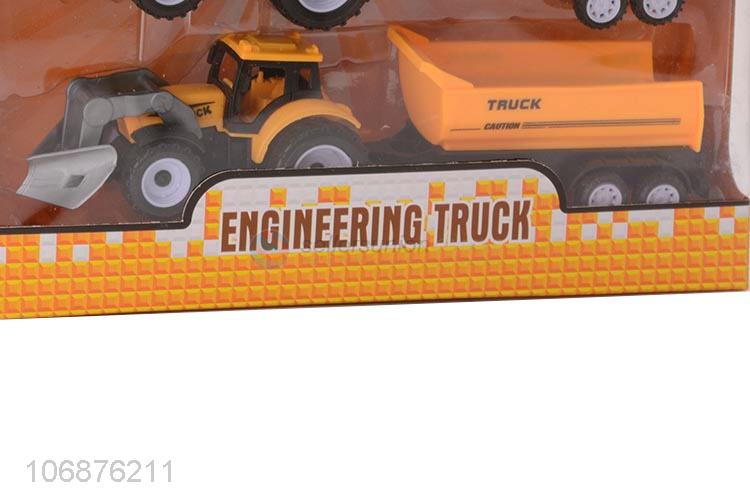 Reasonable Price Plastic Pull Back Cartoon Engineering Truck Friction Car Toys Set