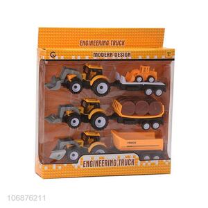 Reasonable Price Plastic Pull Back Cartoon Engineering Truck Friction Car Toys Set