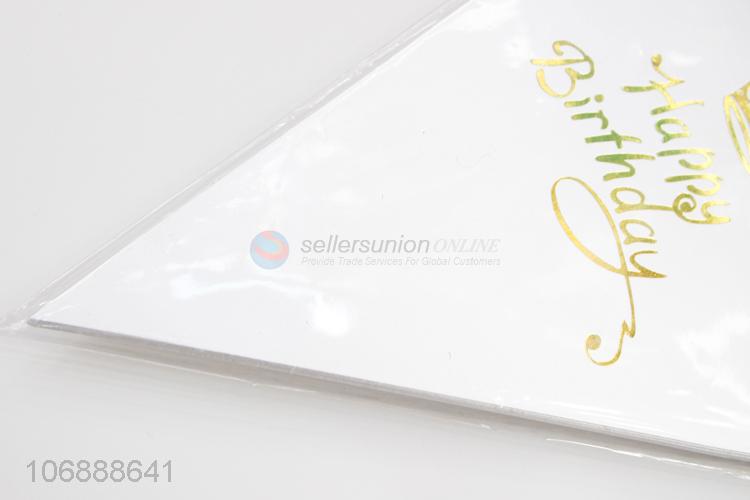 Unique design birthday party decoration gold stamping triangle paper flags