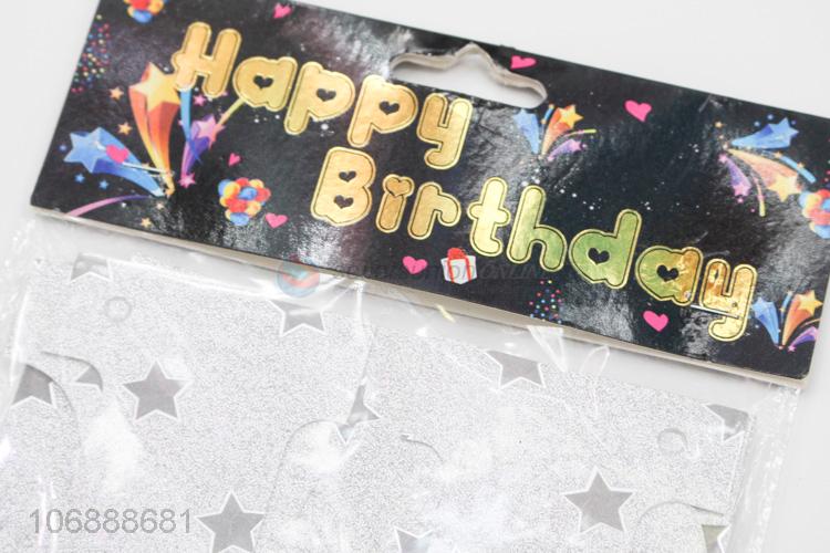 Good sale happy birthday paper banner flags silver glitter letter banners