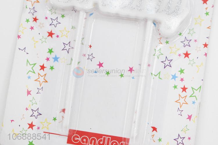 Hot products happy birthday silver glitter candle for cake decoration