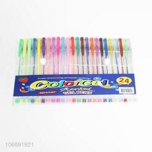 Unique Design 24 Pieces Highlighter Plastic Glitter Gel Pen