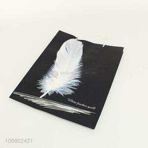 Premium products white feather pattern paper gift bag with handle