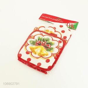 Good quality Christmas microwave oven mitt and pot holder set