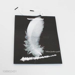 Hot sale white feather pattern paper gift bags with handles