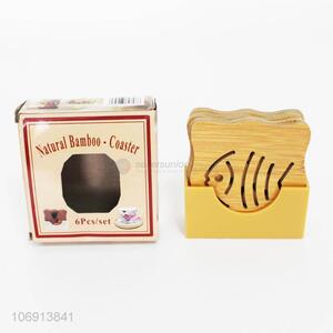 New Design 5PCCS Natural Bamboo Coaster Fashion Cup Mat