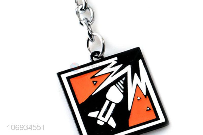 Wholesale Cartoon Design Square Shaped Fashion Pendant Metal Keychain