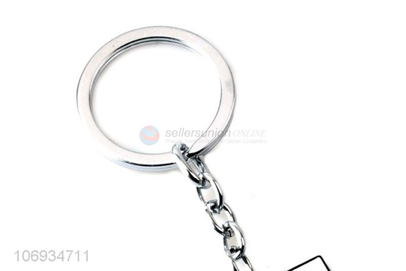 Factory Wholesale Fashion Square Shape Men Ring Metal Keychain