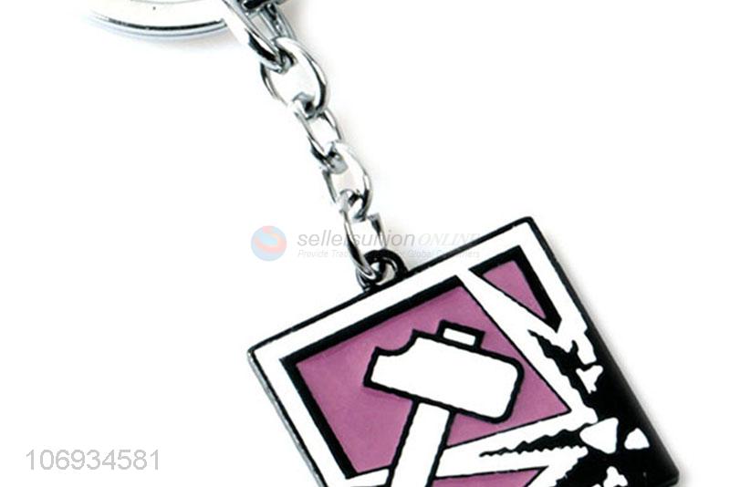 Wholesale Unique Design Square Shaped Metal Pendant Keychain