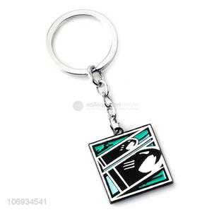 Competitive Price Cartoon Square Shape Pendant Metal Keychain