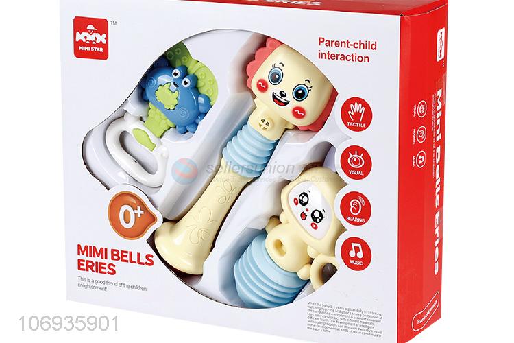 Contracted Design Cute Educational Baby Plastic Rattle Hand Bell Toy Set