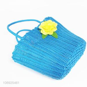 Good quality fashion woven plastic basket with artificial flower
