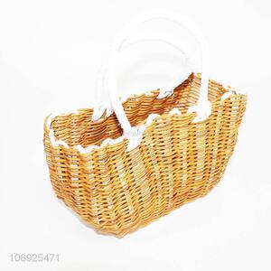 Hot sale fashion multi-use woven plastic basket with handles
