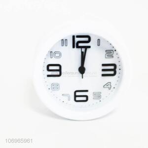 Good sale simple white round plastic alarm clock