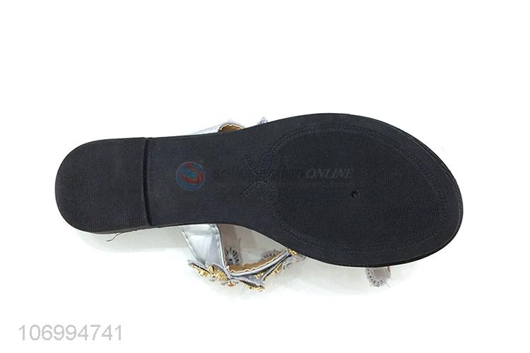 Wholesale ladies outdoor flower design thong slipper fashion slippers