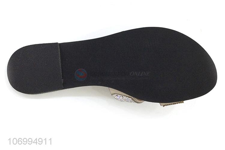 Factory wholesale unique clear rhinestones ladies summer slippers