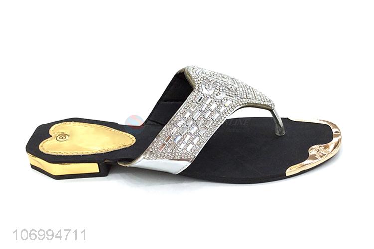 Hot products exquisite clear rhinestones thong slippers for women