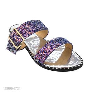 Credible quality ladies summer outdoor colorful glitter slippers