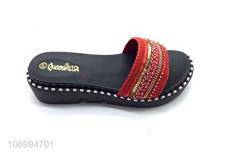 Best sale ladies summer outdoor weaving platform slippers