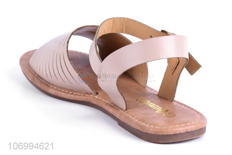 Suitable price women laser cutting sandal pu leather sandal