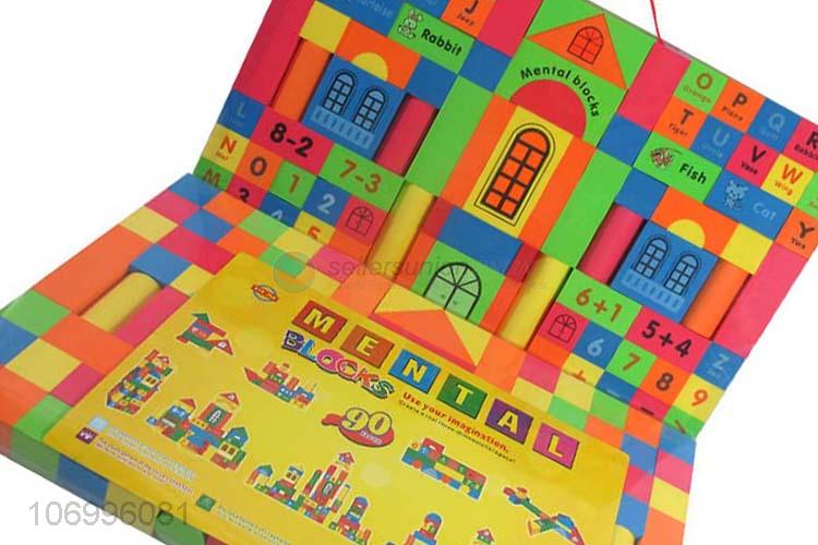 Premium quality 90pcs children intelligent toys colorful wooden building blocks