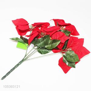 High Quality 5 Heads Artificial Poinsettia Christmas Flower